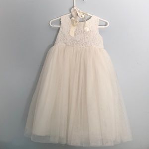 David's Bridal 2t Flower Girl Dress Ivory - no sash